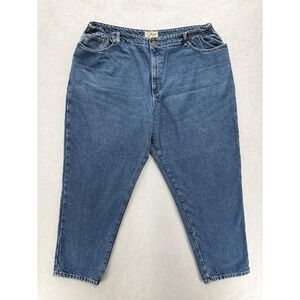 L.L. Bean Flannel Lined Jeans Womens 26W Blue Medium Wash High Rise Tapered Work